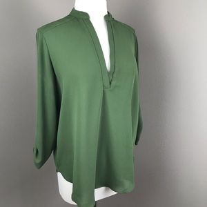 3/4-Sleeve Blouse w/ Split Neck | Lush | size L